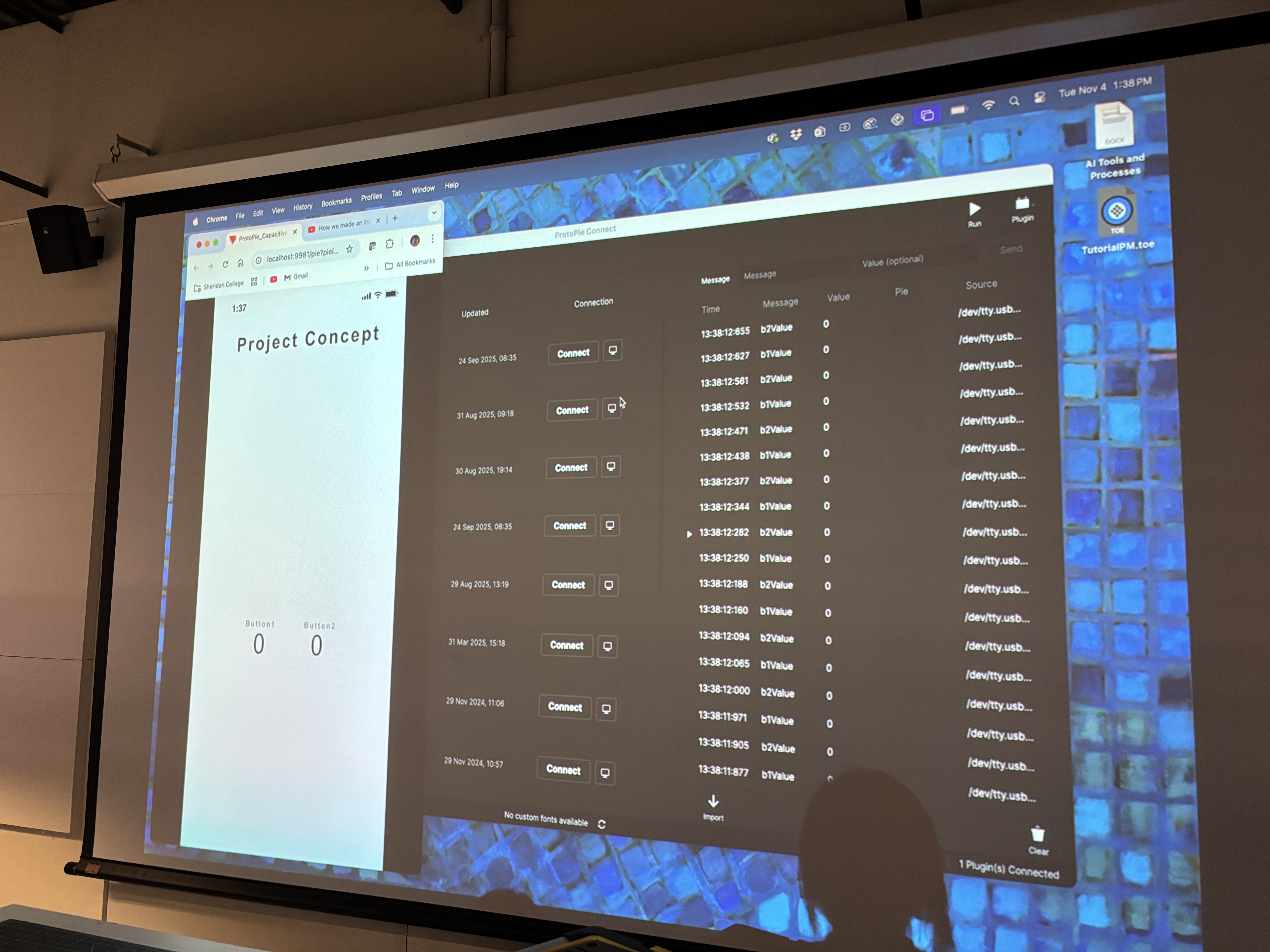 Watching how the Capacitive Touch works through ProtoPie Connect